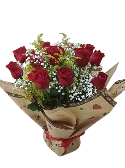 Arranjo Romântico de Rosas Vermelhas